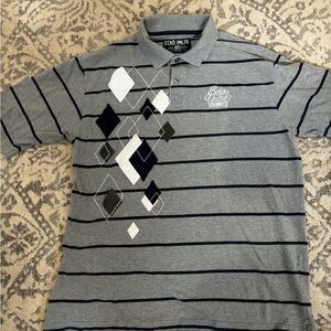 Ecko Unlimited Gray Striped Polo Shirt Classic Design